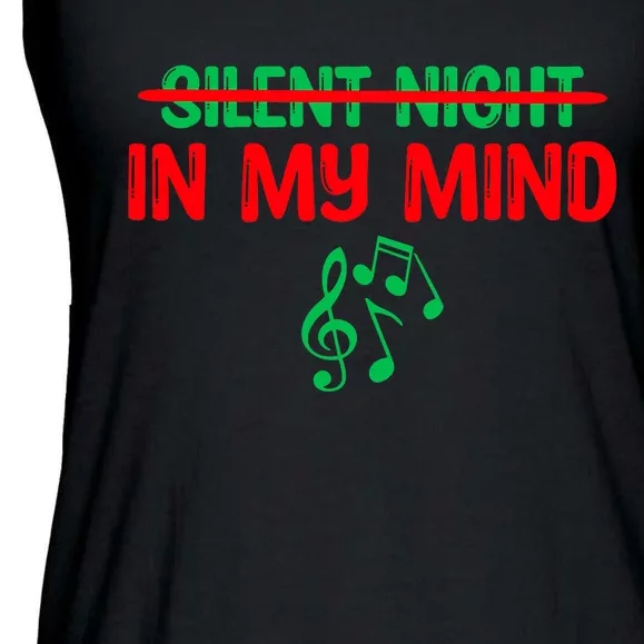 Silent Night In My Mind - Music Christmas Graphic Ladies Essential Flowy Tank