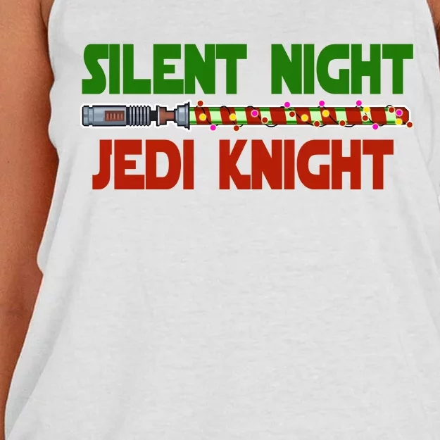 Silent Night Jedi Knight Lightsaber Christmas Women's Knotted Racerback Tank