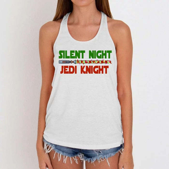 Silent Night Jedi Knight Lightsaber Christmas Women's Knotted Racerback Tank