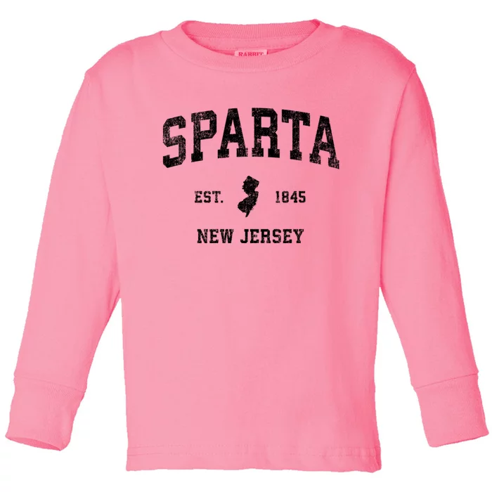 Sparta New Jersey Nj Vintage Established Athletic Sports Design Toddler Long Sleeve Shirt