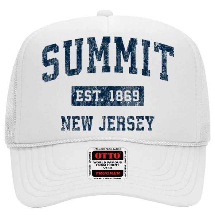 Summit New Jersey Nj Vintage Sports High Crown Mesh Trucker Hat