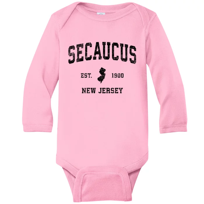 Secaucus New Jersey Nj Vintage Established Sports Design Baby Long Sleeve Bodysuit