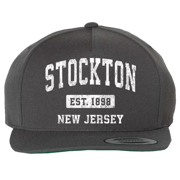 Stockton New Jersey Nj Vintage Athletic Sports Wool Snapback Cap