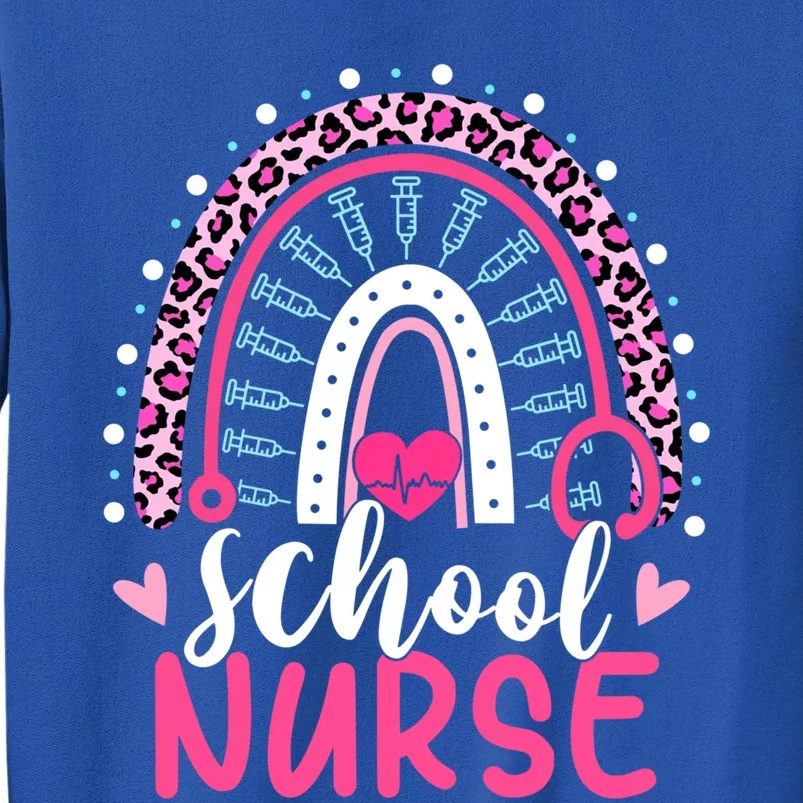 School Nurse Leopard Print Boho Rainbow Nurses Week Cute Gift Sweatshirt