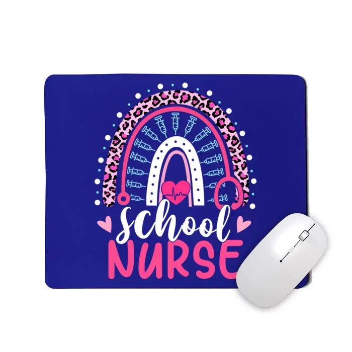 School Nurse Leopard Print Boho Rainbow Nurses Week Cute Gift Mousepad