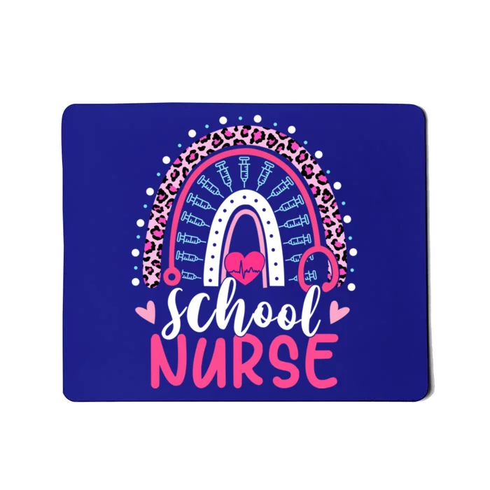 School Nurse Leopard Print Boho Rainbow Nurses Week Cute Gift Mousepad