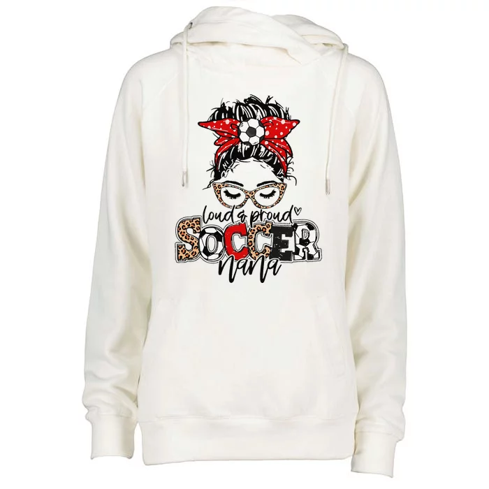 Soccer Nana Leopard Loud And Proud Soccer Nana Womens Funnel Neck Pullover Hood