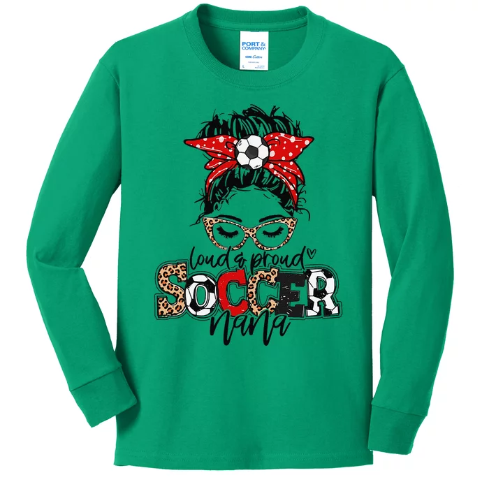 Soccer Nana Leopard Loud And Proud Soccer Nana Kids Long Sleeve Shirt