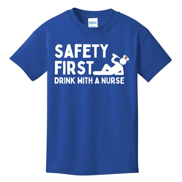 Sarcastic Nurse Life Safety First With A Nurse Nursing Gift Kids T-Shirt