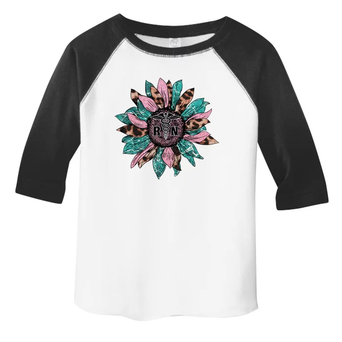 Sunflower Nurse Leopard Design For Registered Nurse And Mom Gift Toddler Fine Jersey T-Shirt