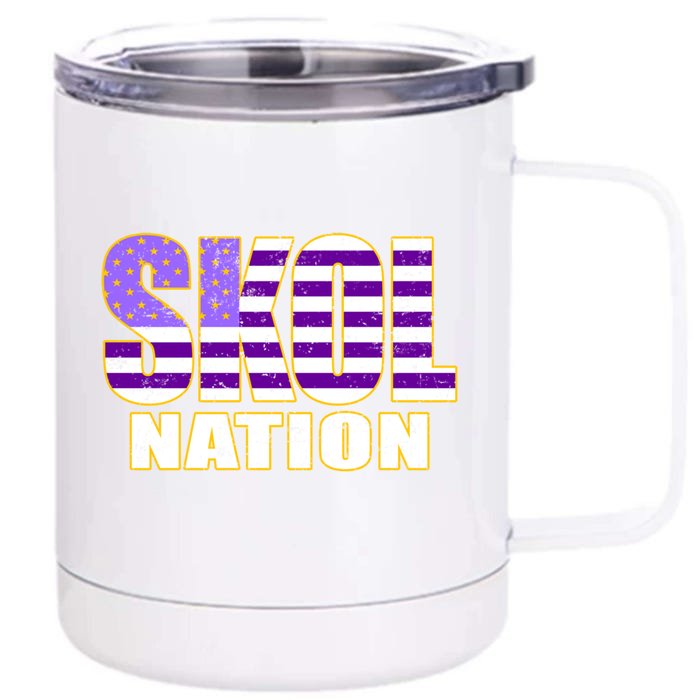 Skol Nation Meaningful Gift Meaningful Gift Purple White Gold Front & Back 12oz Stainless Steel Tumbler Cup