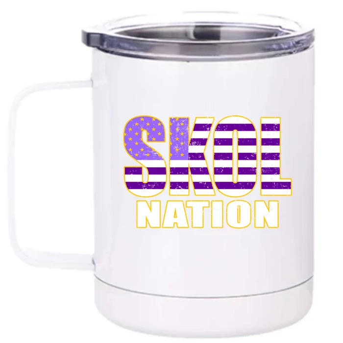 Skol Nation Meaningful Gift Meaningful Gift Purple White Gold Front & Back 12oz Stainless Steel Tumbler Cup