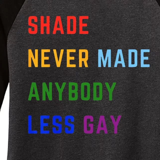 Shade Never Made Anybody Less Gay Women's Tri-Blend 3/4-Sleeve Raglan Shirt