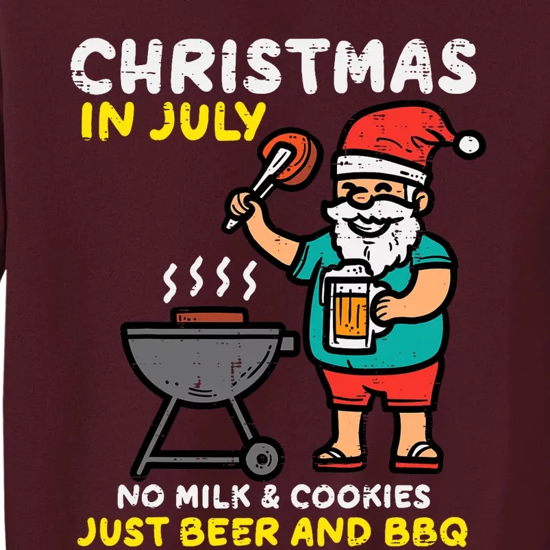 Santa No Milk Cookies Just Bbq Funny Christmas In July Tall Sweatshirt