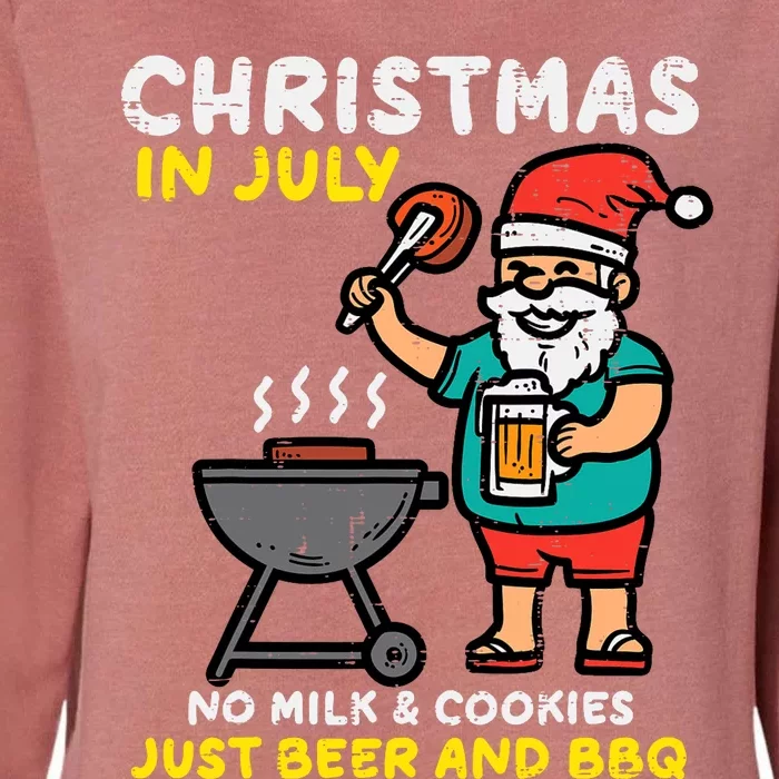 Santa No Milk Cookies Just Bbq Funny Christmas In July Womens California Wash Sweatshirt