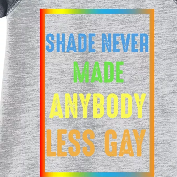 Shade Never Made Anybody Less Gay LGBTQ Rainbow Pride Infant Baby Jersey Bodysuit