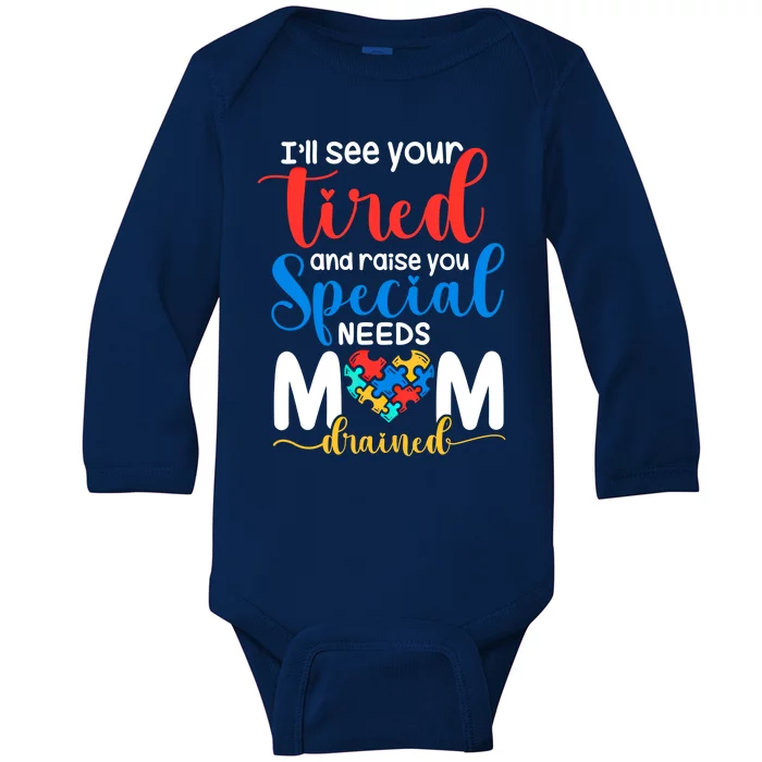 Special Need Mom Life Autism Mama Heart Disability Awareness Gift Baby Long Sleeve Bodysuit