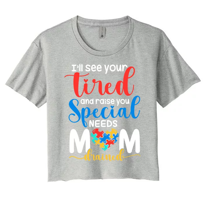 Special Need Mom Life Autism Mama Heart Disability Awareness Gift Women's Crop Top Tee