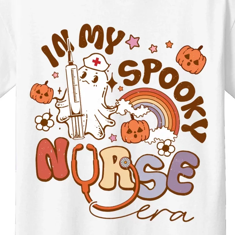 Spooky Nicu Nurse Halloween Ghost In My Spooky Nurse Era Kids T-Shirt