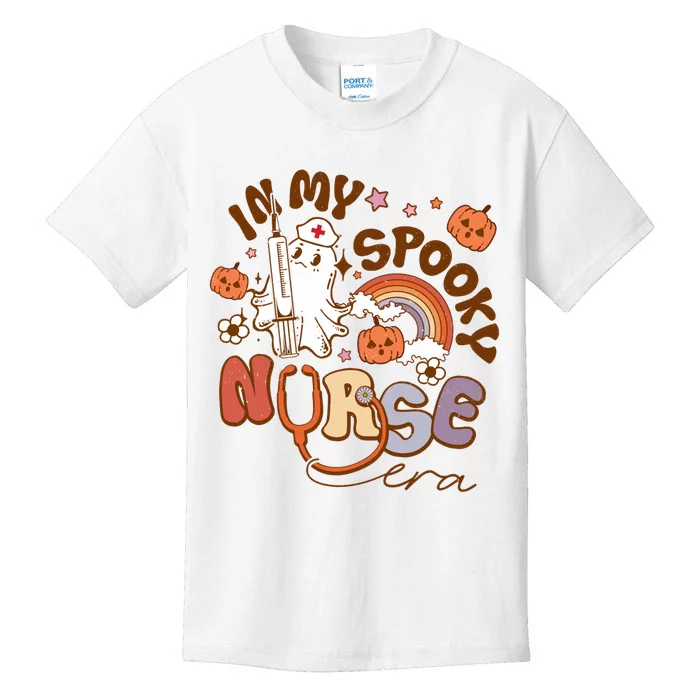 Spooky Nicu Nurse Halloween Ghost In My Spooky Nurse Era Kids T-Shirt