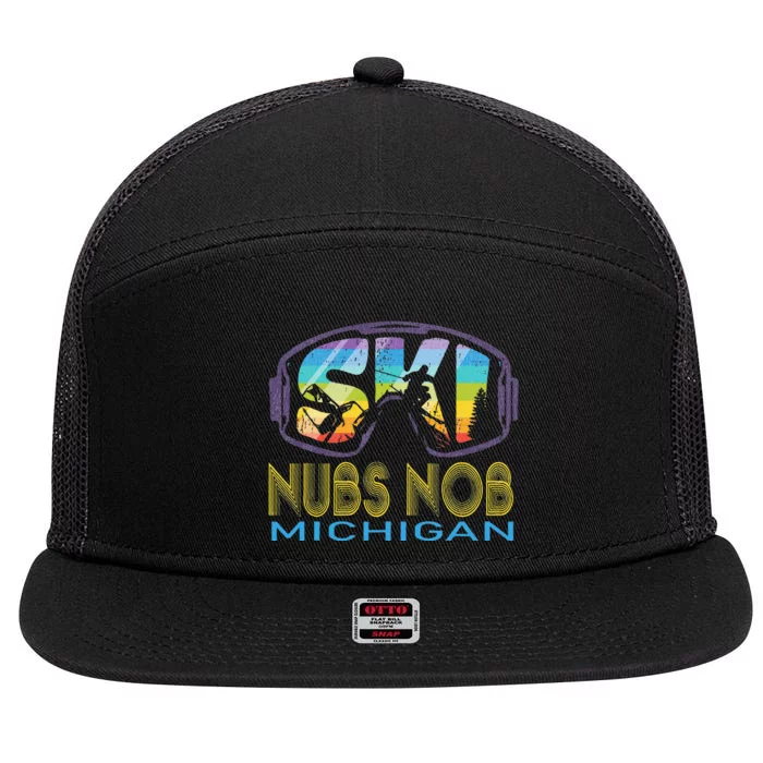 Ski Nubs Nob Michigan Skiing Vacation 7 Panel Mesh Trucker Snapback Hat