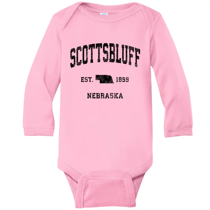 Scottsbluff Nebraska Ne Vintage Athletic Sports Baby Long Sleeve Bodysuit