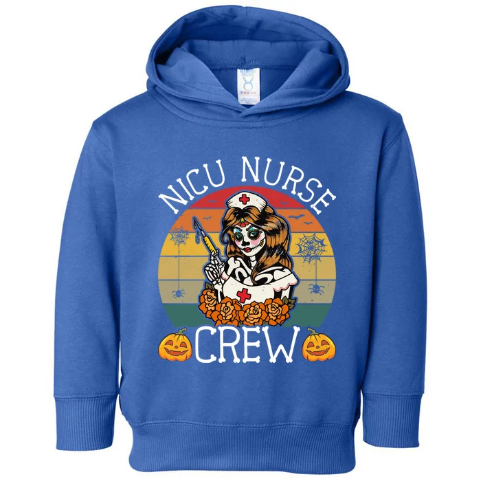 Skeleton Nicu Nurse Crew Funny Vintage Halloween Nurses Gift Toddler Hoodie