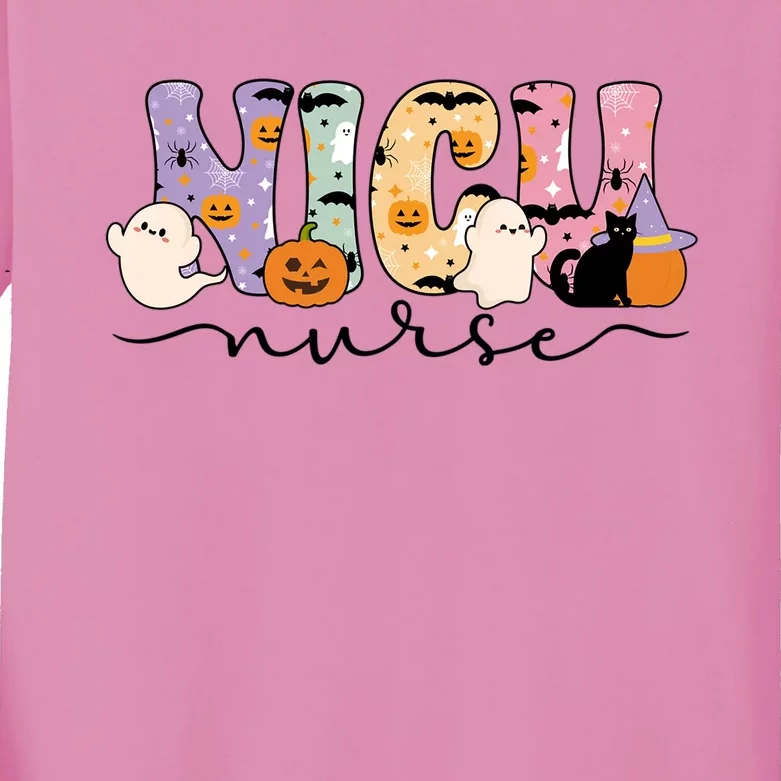 Spooky Nicu Nurse Halloween Nicu Nursing Gift Kids Long Sleeve Shirt