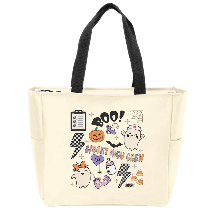 Spooky Nicu Nurse Halloween Cute Pumpkin Ghost Zip Tote Bag