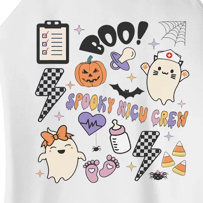 Spooky Nicu Nurse Halloween Cute Pumpkin Ghost Women’s Perfect Tri Rocker Tank