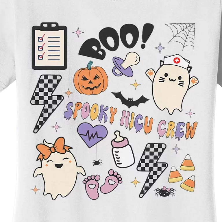 Spooky Nicu Nurse Halloween Cute Pumpkin Ghost Women's T-Shirt