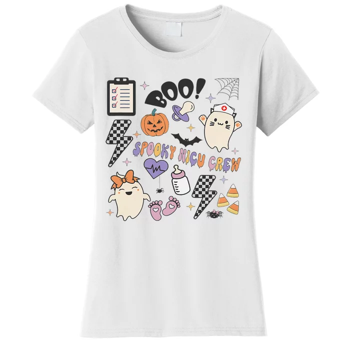 Spooky Nicu Nurse Halloween Cute Pumpkin Ghost Women's T-Shirt