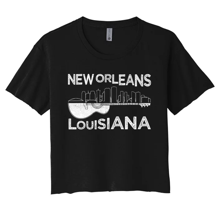 Souvenir New Orleans Guitar Music Louisiana New Orleans Women's Crop Top Tee