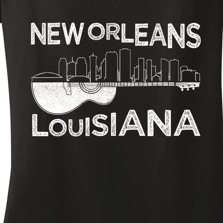 Souvenir New Orleans Guitar Music Louisiana New Orleans Women's V-Neck T-Shirt