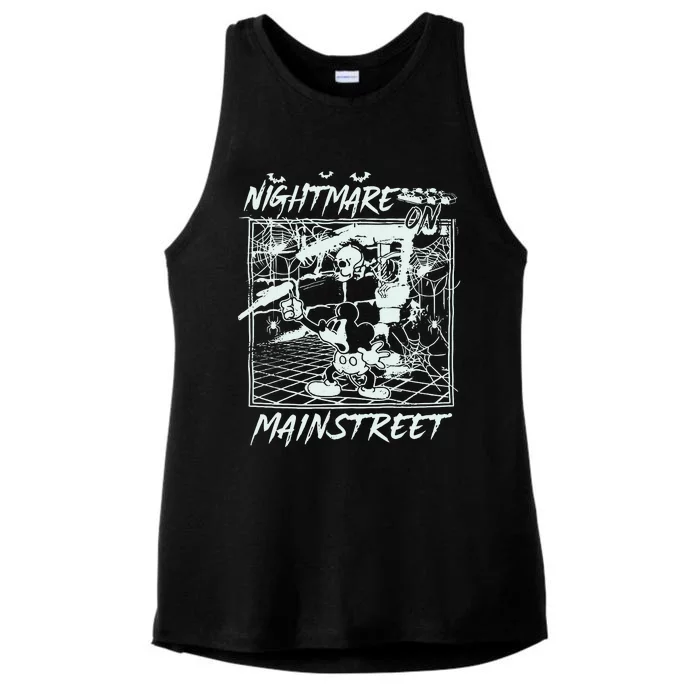 Skeleton Nightmare On Mainstreet 90s Halloween Party WDW Spooky Season Ladies Tri-Blend Wicking Tank