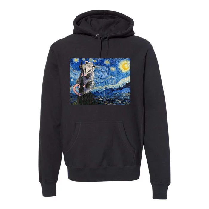 Starry Night Opossum Van Gogh Possum Funny Rodent Animal Premium Hoodie