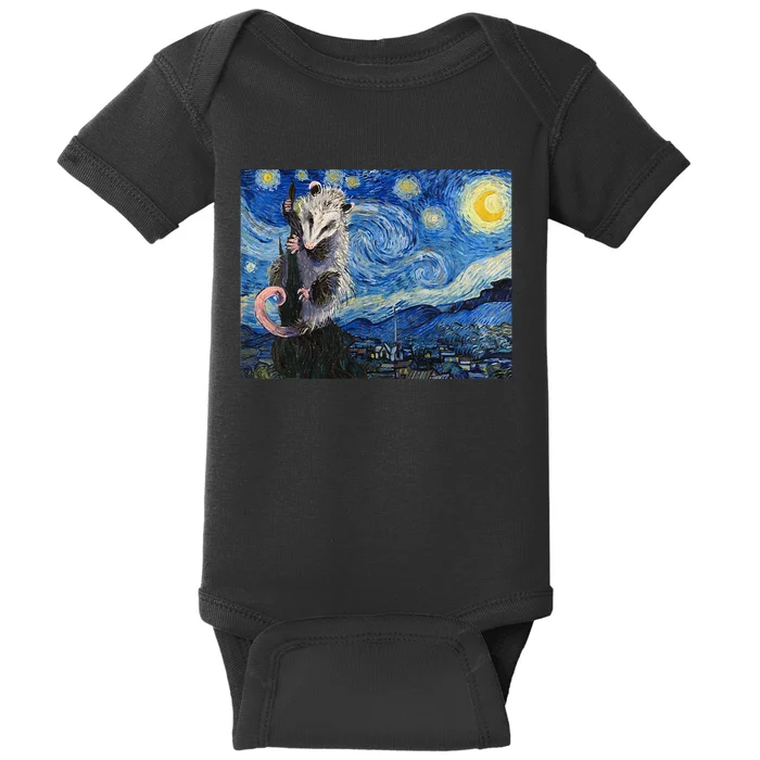 Starry Night Opossum Van Gogh Possum Funny Rodent Animal Baby Bodysuit