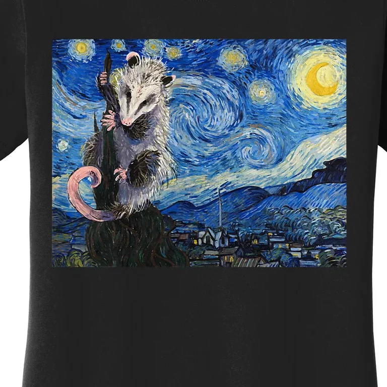 Starry Night Opossum Van Gogh Possum Funny Rodent Animal Women's T-Shirt