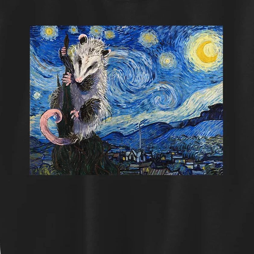 Starry Night Opossum Van Gogh Possum Funny Rodent Animal Kids Sweatshirt