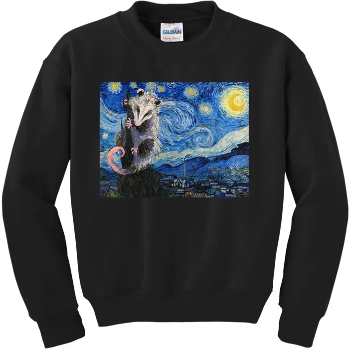 Starry Night Opossum Van Gogh Possum Funny Rodent Animal Kids Sweatshirt