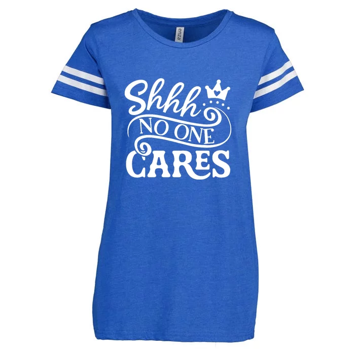 Shhh No One Cares Enza Ladies Jersey Football T-Shirt