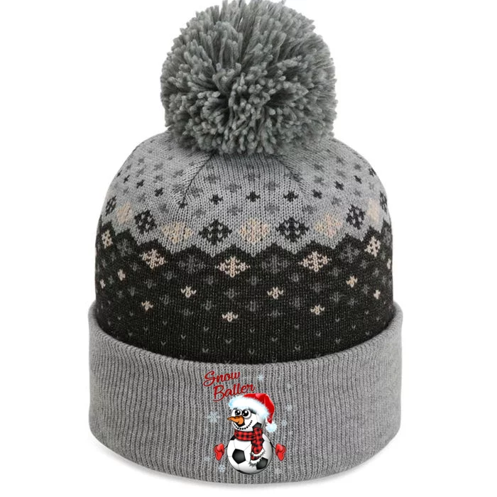 Snow Baller Soccer Chritsmas The Baniff Cuffed Pom Beanie