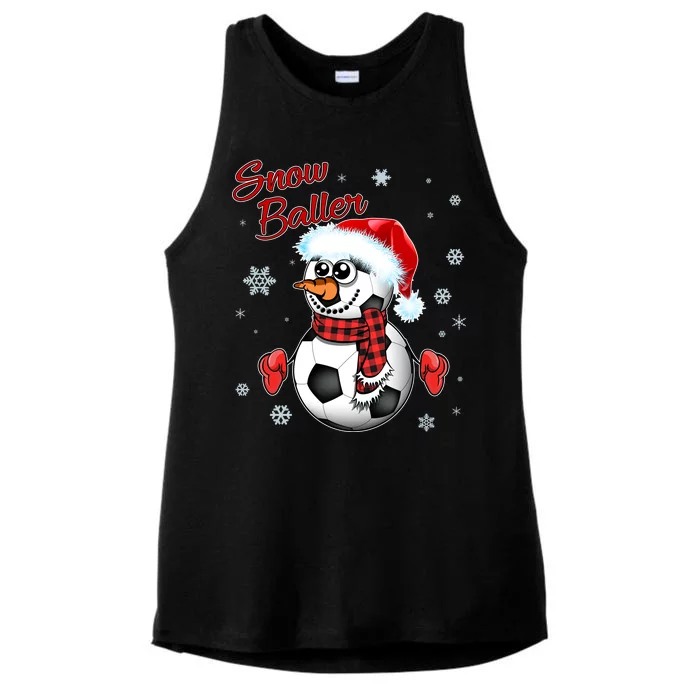 Snow Baller Soccer Chritsmas Ladies Tri-Blend Wicking Tank