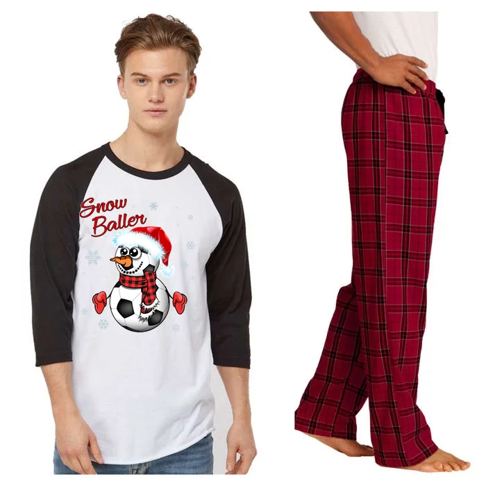 Snow Baller Soccer Chritsmas Raglan Sleeve Pajama Set