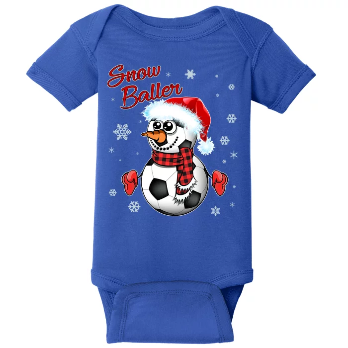 Snow Baller Soccer Chritsmas Baby Bodysuit