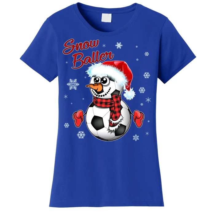 Snow Baller Soccer Chritsmas Women's T-Shirt