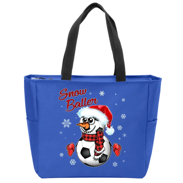 Snow Baller Soccer Chritsmas Zip Tote Bag