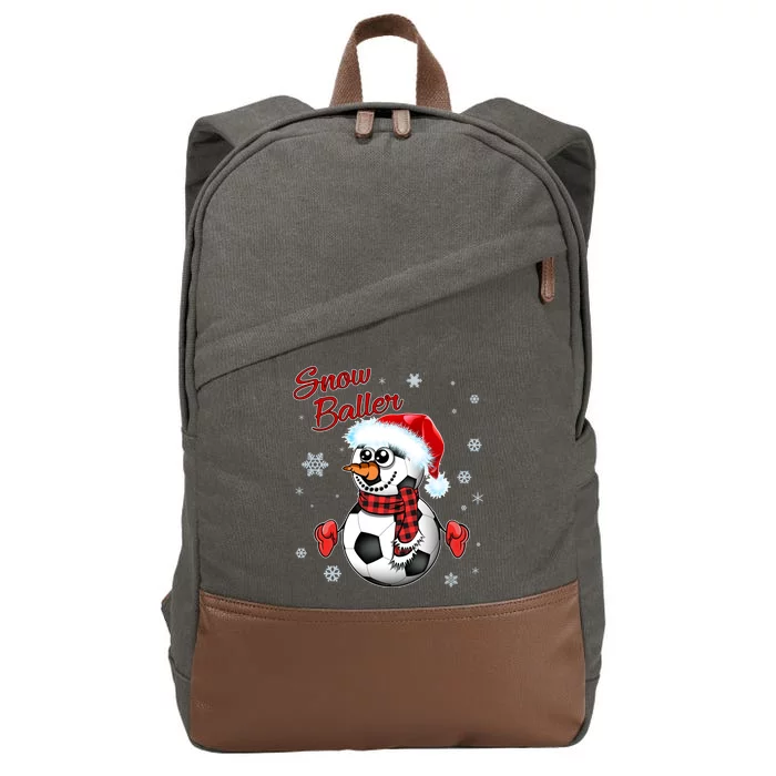 Snow Baller Soccer Chritsmas Cotton Canvas Backpack