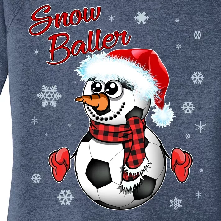 Snow Baller Soccer Chritsmas Women's Perfect Tri Tunic Long Sleeve Shirt