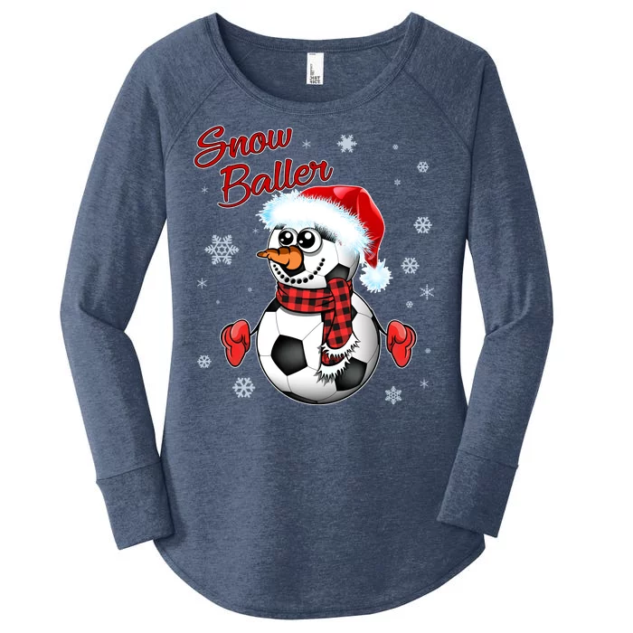 Snow Baller Soccer Chritsmas Women's Perfect Tri Tunic Long Sleeve Shirt